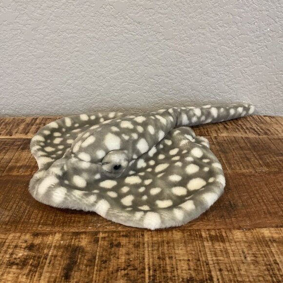 STINGRAY PLUSH Stuffed Animal Plush Toy Gray White Polka Dots - Picture 3 of 9